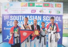 अन्तर्राष्ट्रिय साउथ एसियन स्कूल कम्ब्याक्ट तेक्वान्दो प्रतियोगिताः पराजुली, सापकोटा, विष्ट र ढकालले दिलाए ७ पदक