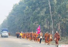 ‘शान्तिका लागि धम्म यात्रा’ : पैदलयात्री २२ जना थाइ भिक्षु आज हेटौँडा आउँदै