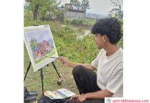 कलाकारले चित्रमा उतारे माछापोखरी