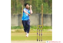 लुम्बिनी विरुद्ध टस हारेर बलिङ गर्दै बागमती